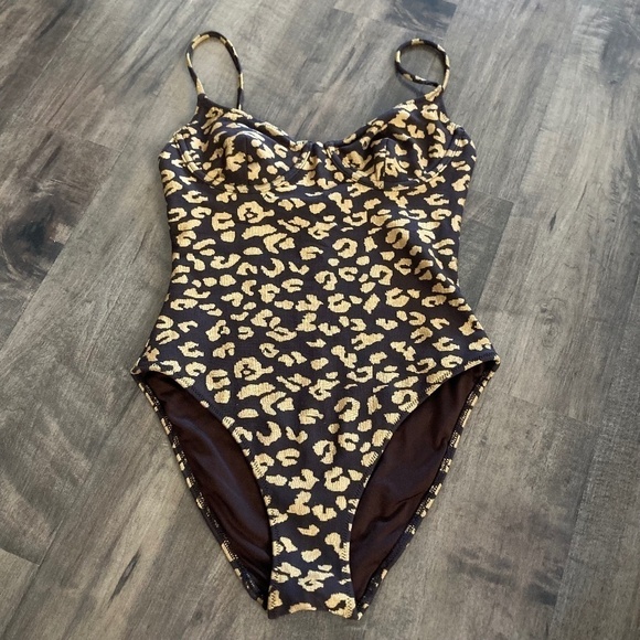 Solid & Striped Anthropologie The Taylor Leopard One Piece Swimsuit Sz XS - Picture 2 of 7